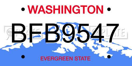 BFB9547 Washington License Plate