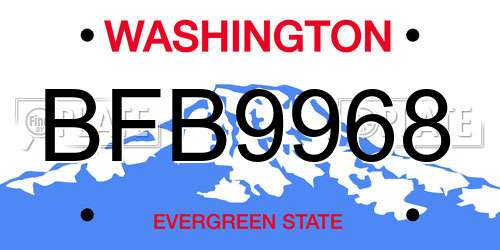 BFB9968 Washington License Plate
