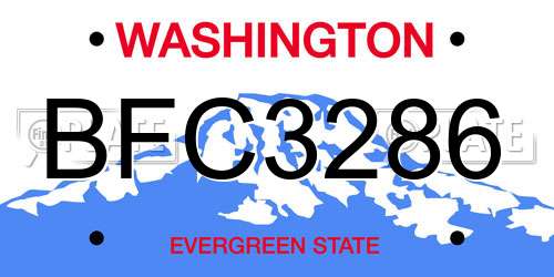 BFC3286 Washington License Plate