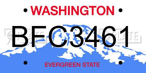 BFC3461 Washington License Plate