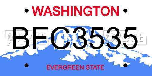 BFC3535 Washington License Plate