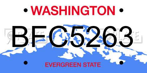 BFC5263 Washington License Plate