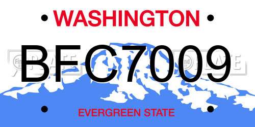 BFC7009 Washington License Plate