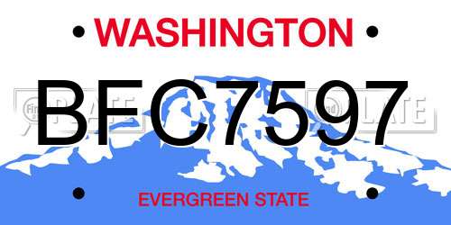 BFC7597 Washington License Plate