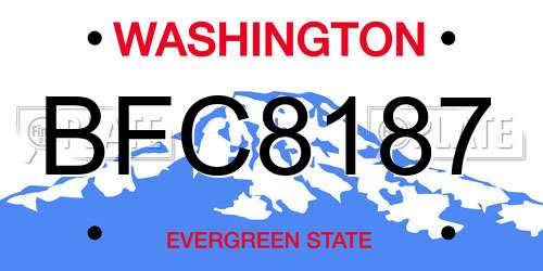 BFC8187 Washington License Plate