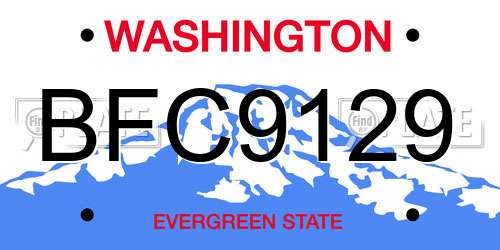 BFC9129 Washington License Plate