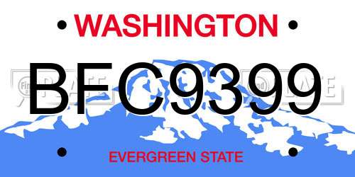 BFC9399 Washington License Plate