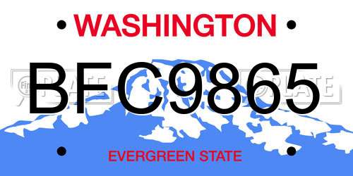 BFC9865 Washington License Plate
