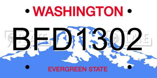 BFD1302 Washington License Plate