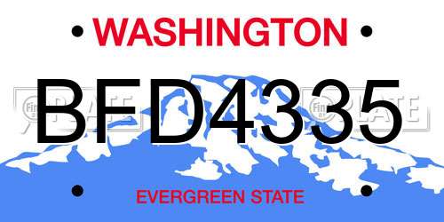 BFD4335 Washington License Plate