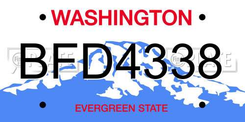 BFD4338 Washington License Plate