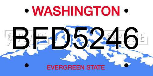 BFD5246 Washington License Plate
