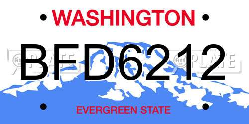 BFD6212 Washington License Plate