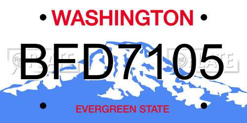 BFD7105 Washington License Plate