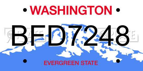 BFD7248 Washington License Plate