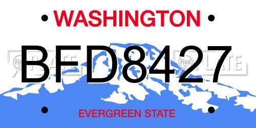BFD8427 Washington License Plate