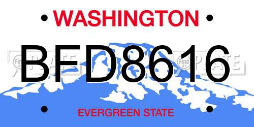 BFD8616 Washington License Plate
