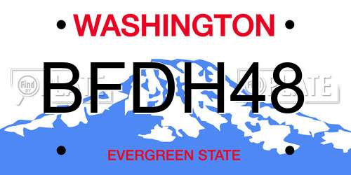 BFDH48 Washington License Plate
