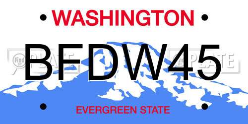 BFDW45 Washington License Plate