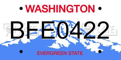 BFE0422 Washington License Plate