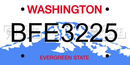 BFE3225 Washington License Plate