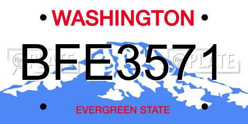 BFE3571 Washington License Plate