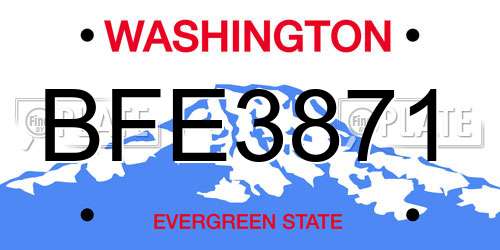 BFE3871 Washington License Plate