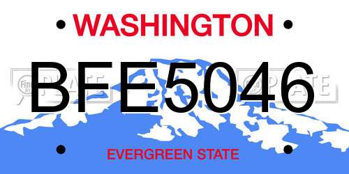 BFE5046 Washington License Plate