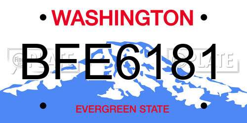 BFE6181 Washington License Plate