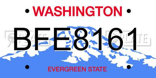 BFE8161 Washington License Plate