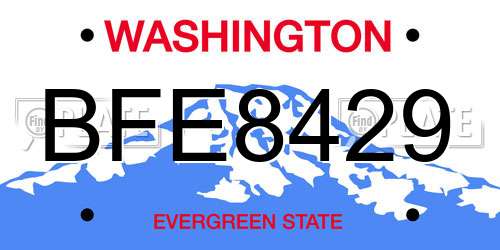 BFE8429 Washington License Plate