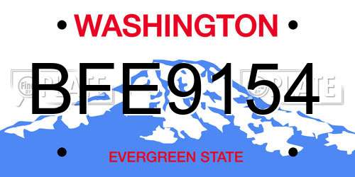 BFE9154 Washington License Plate