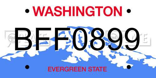 BFF0899 Washington License Plate