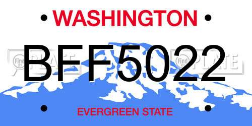 BFF5022 Washington License Plate