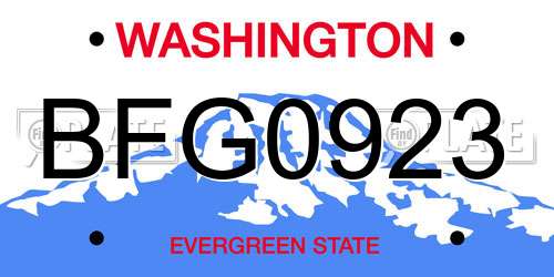 BFG0923 Washington License Plate