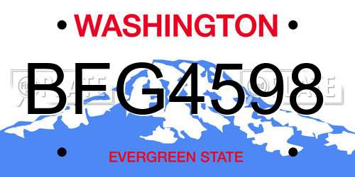 BFG4598 Washington License Plate