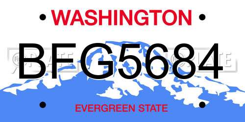 BFG5684 Washington License Plate