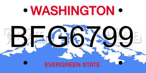 BFG6799 Washington License Plate