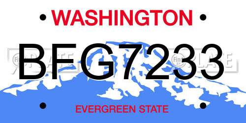BFG7233 Washington License Plate