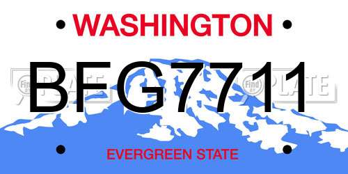 BFG7711 Washington License Plate