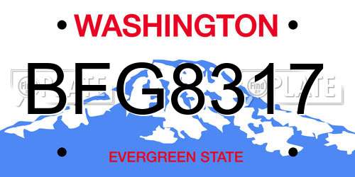 BFG8317 Washington License Plate