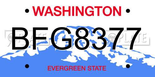BFG8377 Washington License Plate