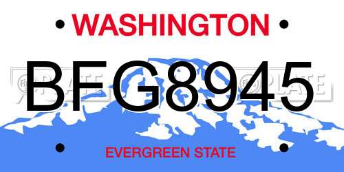 BFG8945 Washington License Plate
