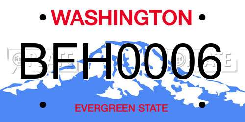 BFH0006 Washington License Plate