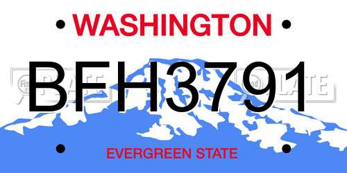 BFH3791 Washington License Plate