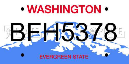 BFH5378 Washington License Plate
