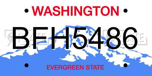 BFH5486 Washington License Plate