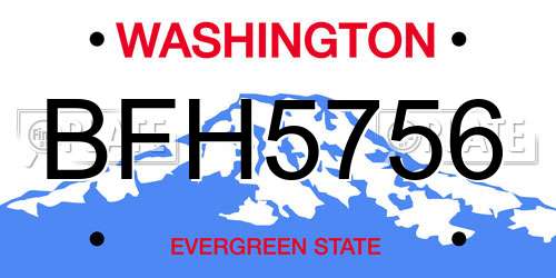 BFH5756 Washington License Plate