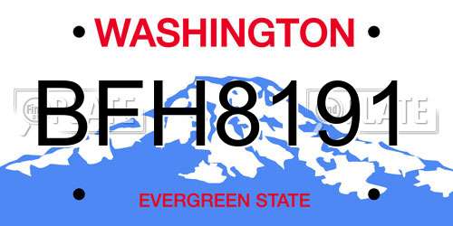 BFH8191 Washington License Plate