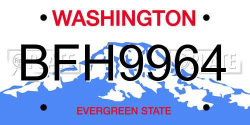 BFH9964 Washington License Plate